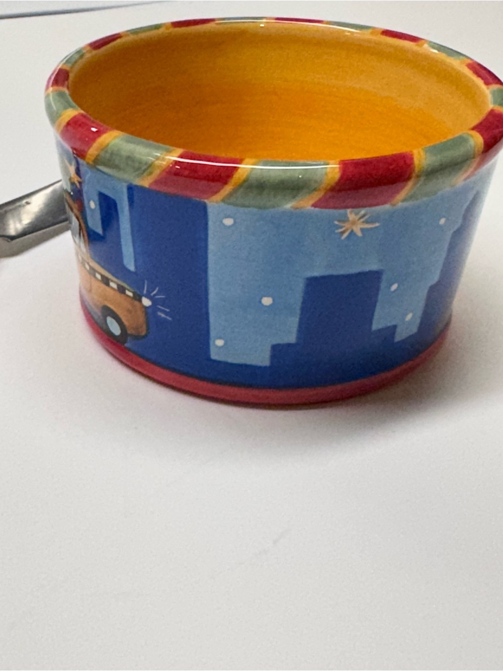 Sango 2-piece Christmas in the City Ceramic Dip/Mix set with spreading knife - Picture 5 of 8